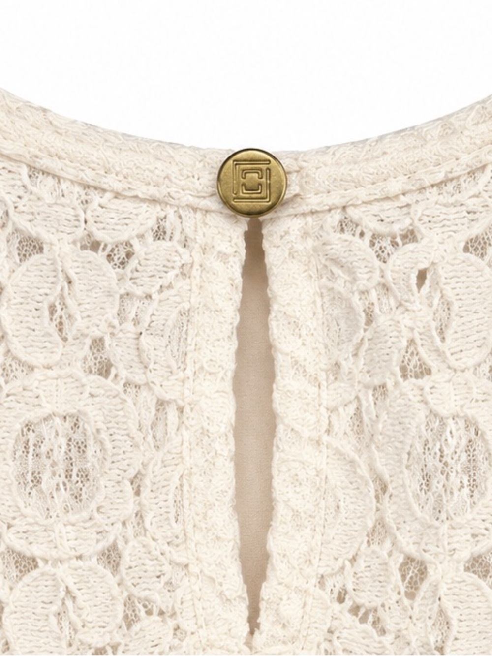 Liz Claiborne Petite Ivory Lace Ruffle Blouse Top PM - Picture 5 of 5